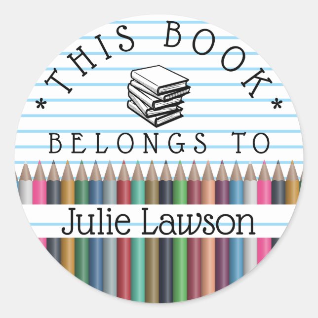 Adesivo O Bookplate este livro pertence ao nome dos livros (Frente)