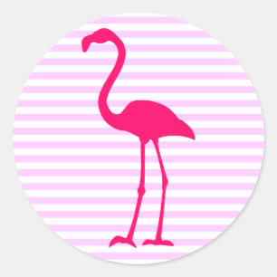 Adesivo O branco customizável listra o flamingo do rosa