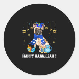 Adesivo O Bulldog Francês Menorah Hat Happy Chanukah Hanuk