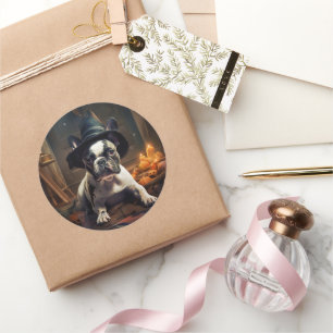 Adesivo O Bulldog Francês Pumpkins Halloween Assustado