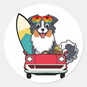 Adesivo O Cachorro Collie Engraçado está indo para a praia