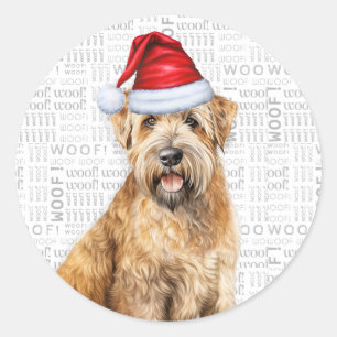Adesivo O Cachorro de Terrie de Natal no Natal Hat Holiday