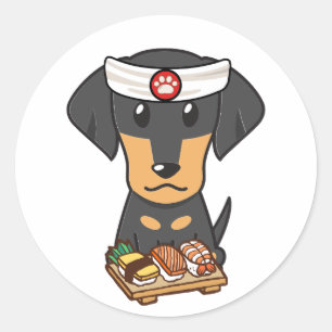 Adesivo O cachorro engraçado é um chef de sushi
