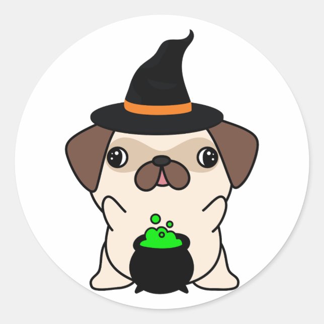 Adesivo O cachorro engraçado é uma bruxa (Frente)