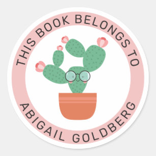 Adesivo O cacto Bookish bonito este livro pertence a