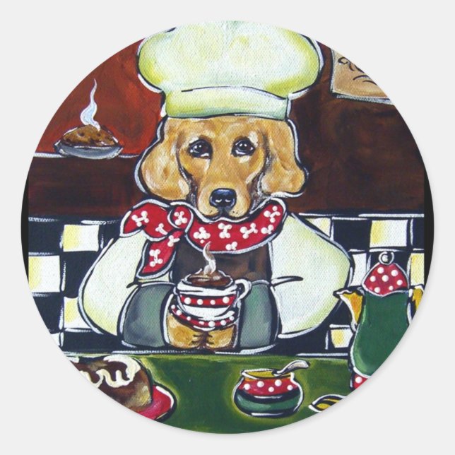 Adesivo O Café Golden Retriever (Frente)