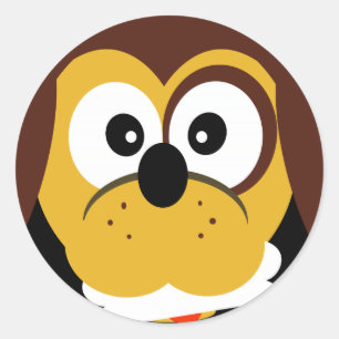 Adesivo O cão bonito dos desenhos animados com osso caço