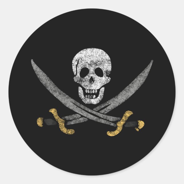 Adesivo O Capitão Jack Rackham, Jolly Roger Pirate Flag (Frente)