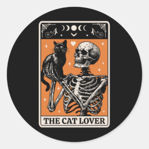 Adesivo O Cartão De Tarô De Gato - Gato Preto E Esqueleto