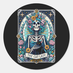 Adesivo O Cartão Tarot da Senhora do Gato Esqueleto Gata M