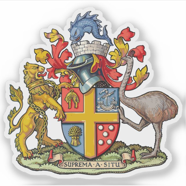 Adesivo O casaco de armas de Wellington, Nova Zelândia (Frente)