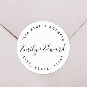 Adesivo O casal da caligrafia nomeia o endereço circular