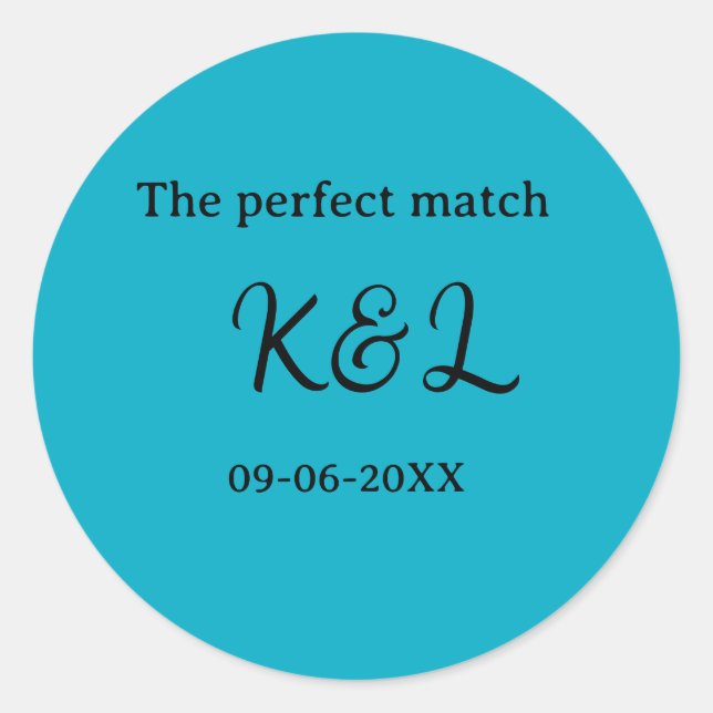 Adesivo O casal nome letra data azul sim perfeito (Frente)