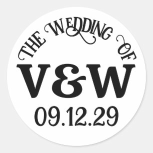 Adesivo O CASAMENTO Das iniciais do seu monograma e data