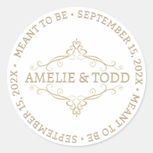 ADESIVO O CASAMENTO DE FILAGREE ELEGANTE DOURADO DO CORAÇÃ