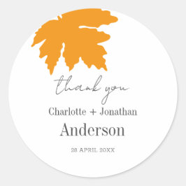 Adesivo O Casamento De Folha Amarela De Outono Agradece-Lh