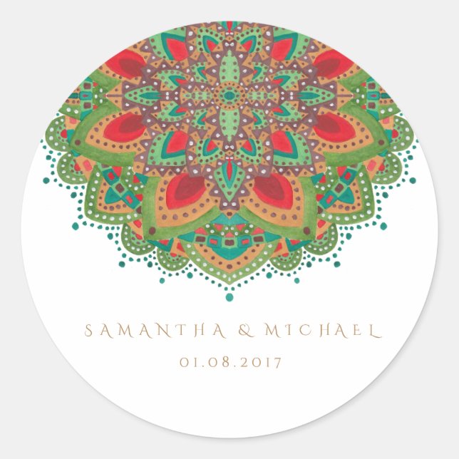 Adesivo O Casamento de Mandala Verde Obrigado Sticker (Frente)