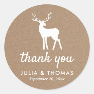 Adesivo O Casamento De Natal Do Kraft Paper Stag Obrigado