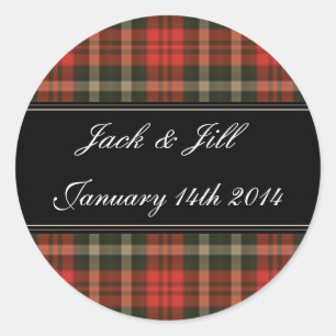 Adesivo O casamento escocês do Tartan vermelho data