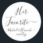 Adesivo O Casamento Favorito Dela Favorita O Docinho A Ir<br><div class="desc">seu adesivo de casamento doce favorito, barato especial para ir a favor, salgadinho personalizado da recepção de biscoitos, festa de noivado de bebê chá de panela, goodr personalizar sua bolsa, obrigado de celebração personalizada que você rotula, caixas de bolsas de boas-vindas do hotel, solteirão e seus adesivos favoritos, comemorar facilmente...</div>