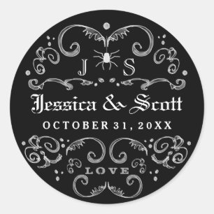 Adesivo O casamento gótico preto & branco do Dia das