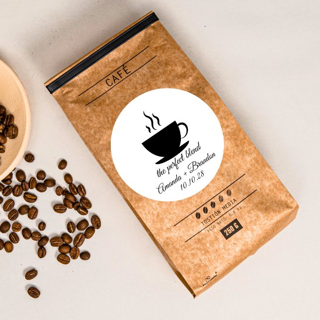 Adesivo O Casamento Perfeito Do Café Mistura Obrigado (The Perfect Blend Coffee Wedding Thank You Classic Round Sticker)