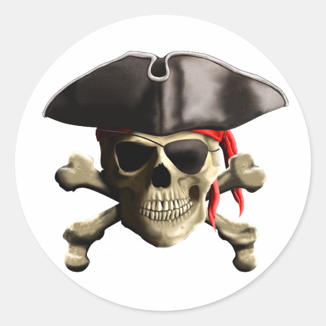 Adesivo O Caveira Pirata do Jolly Roger (Frente)