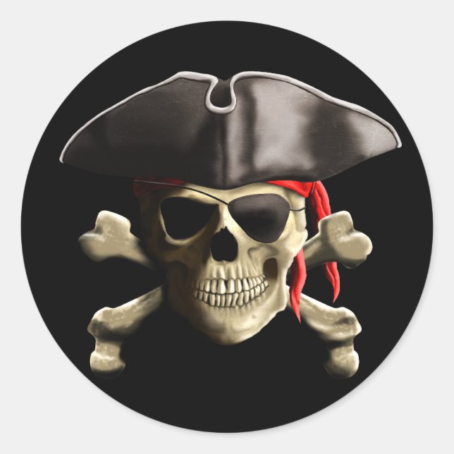 Adesivo O Caveira Pirata do Jolly Roger (Frente)