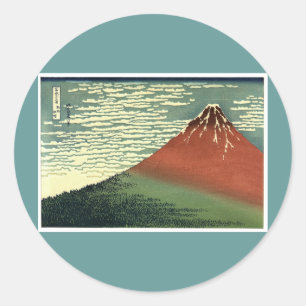 Adesivo O Céu Limpo do Vento Sul Ukiyo-e de Hokusai ou Red