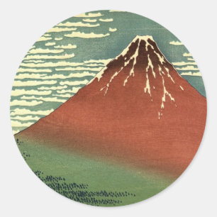 Adesivo O Céu Limpo do Vento Sul Ukiyo-e de Hokusai ou Red