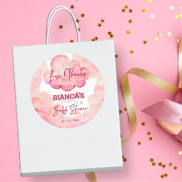 Adesivo Ó chá de fraldas de nuvem rosa-bebê