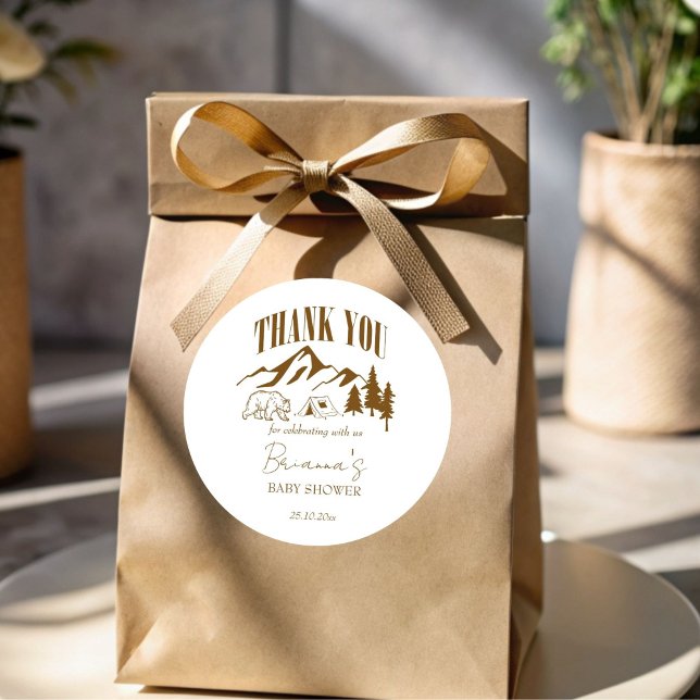 Adesivo O chá de fraldas personalizado do pequeno camper b (Little camper boho baby shower personalized favor sticker thank you stickers baby shower favors)