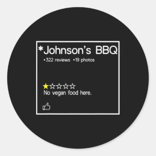 Adesivo O Churrasco de Johnson sem Comida vegetariana aqui