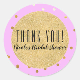 Adesivo O confete Dourado cor-de-rosa pontilha o favor