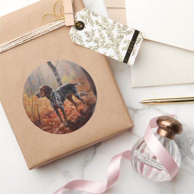 Adesivo O Conhound Bluetick nas Folhas de outono cai inspi (Presentear)