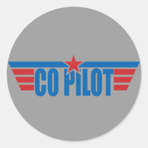 Adesivo O copiloto voa o crachá - aviação