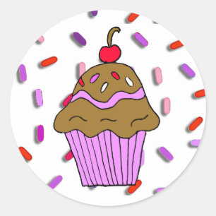 Adesivo O cupcake do chocolate com doces polvilha