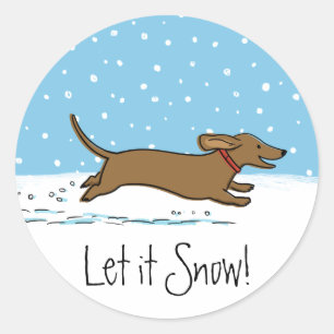 Adesivo O Dachshund deixou-o nevar - cão feliz do Wiener
