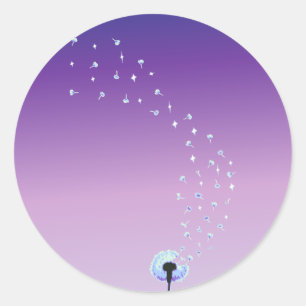 Adesivo O dente-de-leão semeia o vôo no vento - roxo