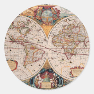 Adesivo O design antigo do mapa de Velho Mundo do vintage