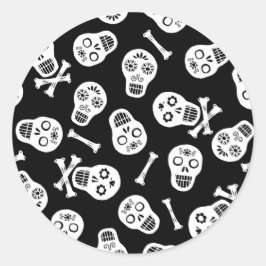 Adesivo O Dia de los Muertos Black and White Paper Skulds