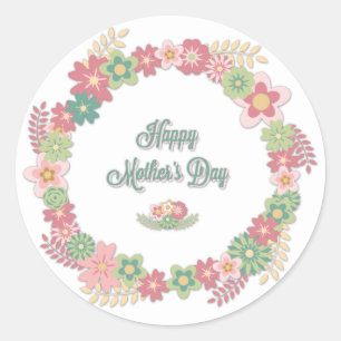 Adesivo O dia de mãe "grinalda floral feliz do dia das