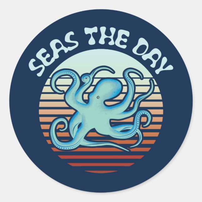 Adesivo O Dia dos Mares | Octopus de Summer Vibes (Frente)