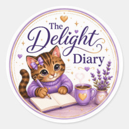 Adesivo O Diário Delícia Gato Fofo Roxo Dourado