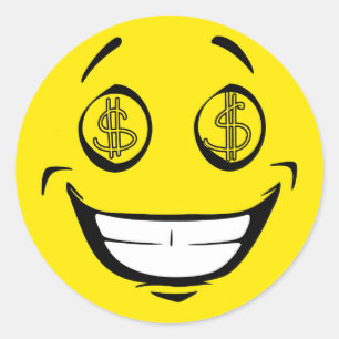 Adesivo O dinheiro ávido Eyes a cara amarela