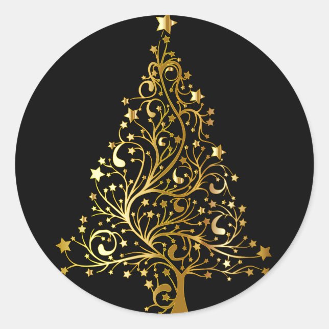 Adesivo O Dourado Vinheta de Árvore de Natal (Frente)