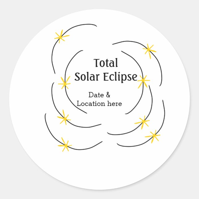Adesivo O eclipse solar total adiciona data local metade d (Frente)