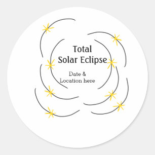 Adesivo O eclipse solar total adiciona data local metade d