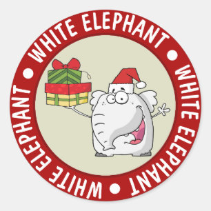 Adesivo O Elefante Branco Santa Hat dá cartoon