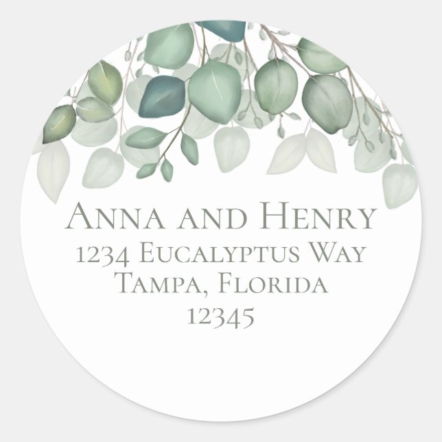 Adesivo O Elegante Eucalyptus deixa o endereço de retorno  (Frente)